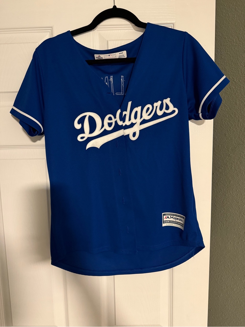 Majestic Dodgers Royal Blue and White Script Baseball Jersey